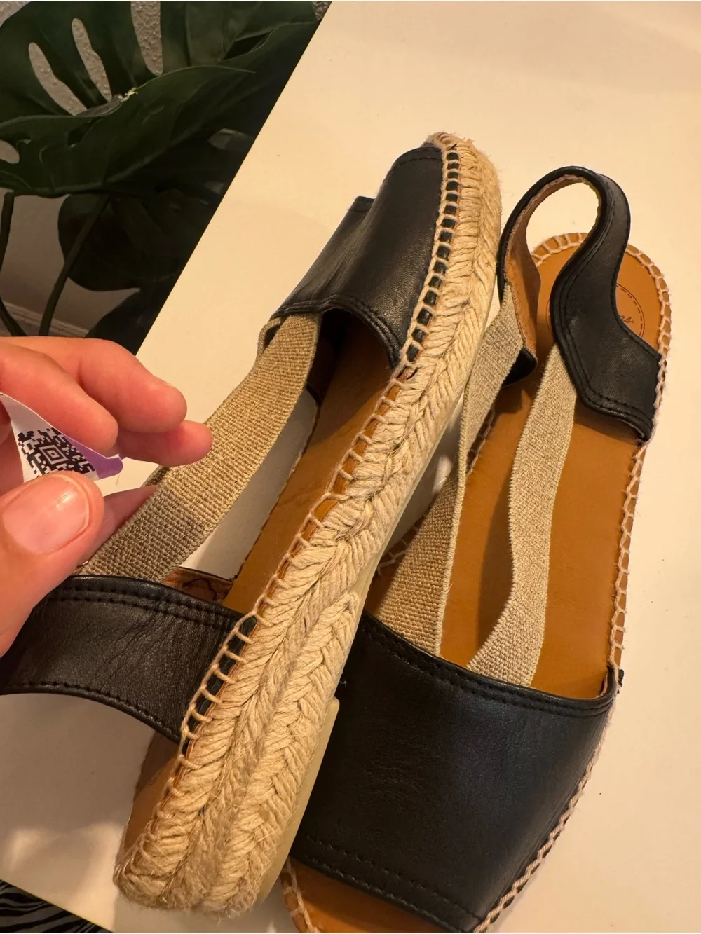 Black Slingback Espadrille Sandals with Elastic Strap Comfy for Summer